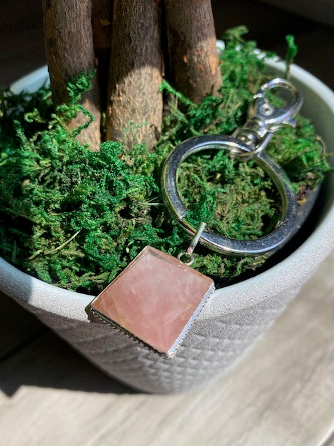 Rose Quartz Chakra Stone Pyramid Pendant