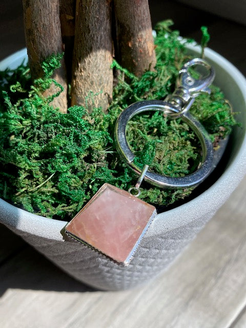 Rose Quartz Chakra Stone Pyramid Pendant