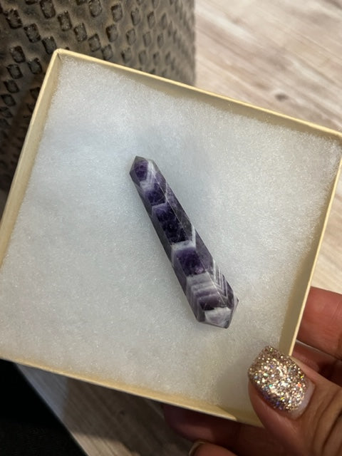 Natural Chevron Amethyst Point Crystal